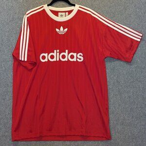 NEW Adidas Originals Trefoil T-Shirt Men’s Large Red Poly Tee IM9458 Soccer Top